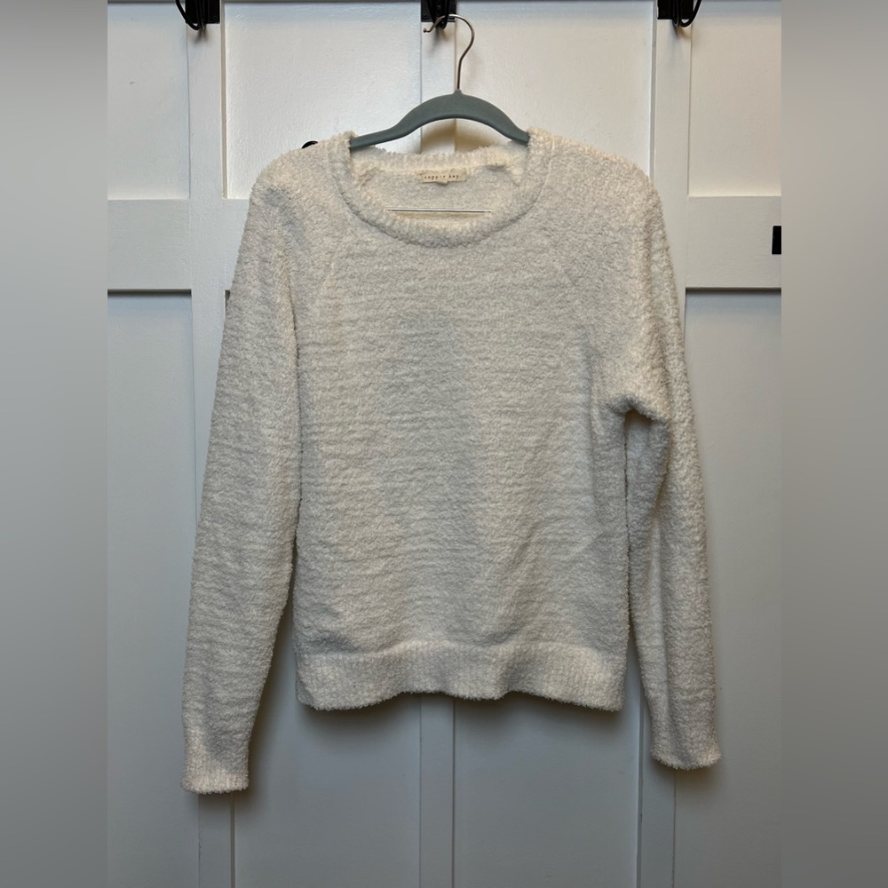 Ivory Lightweight Sweater Pullover Women's Small Minimalist Preppy Workwear Cozy
